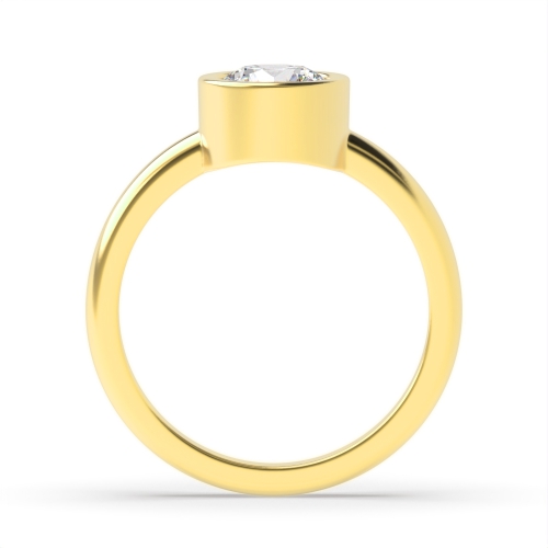 Bezel Setting Round Yellow Gold Solid setting Engagement Rings