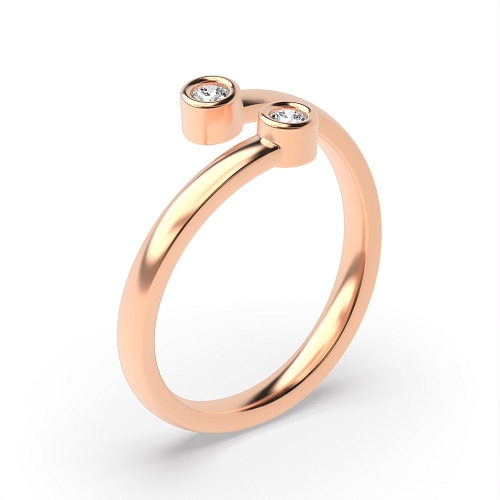 Bezel Setting Round Rose Gold Eternal half Engagement Rings