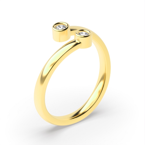 Bezel Setting Round Yellow Gold Eternal half Engagement Rings