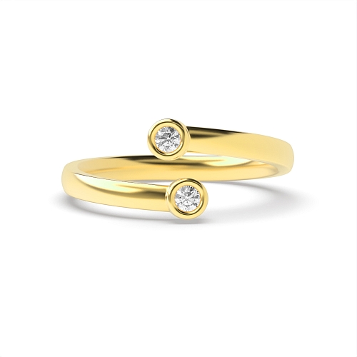 Bezel Setting Round Yellow Gold Eternal half Engagement Rings