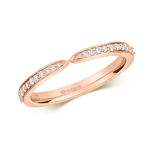 Pave Setting Round Rose Gold Dazzling Eternity Engagement Rings