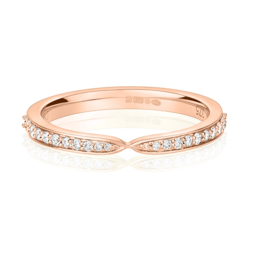Pave Setting Round Rose Gold Dazzling Eternity Engagement Rings