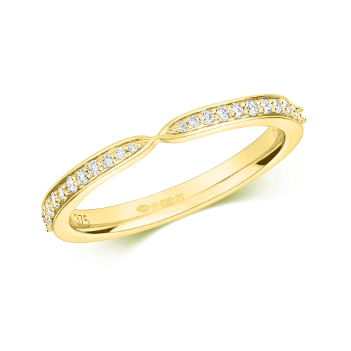 Pave Setting Round Yellow Gold Dazzling Eternity Engagement Rings