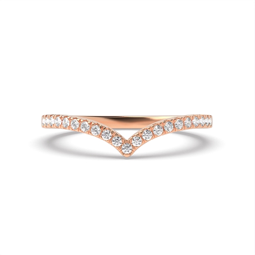 Pave Setting Round Rose Gold Wishbone shaped Women's Shaped Engagement Rings