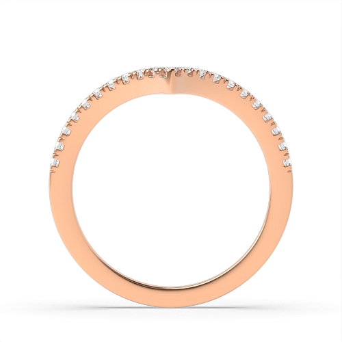 Pave Setting Round Rose Gold Wishbone shaped Women's Shaped Engagement Rings