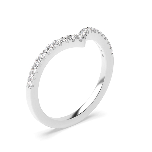 Pave Setting Round White Gold Wishbone shaped Women's Shaped Engagement Rings