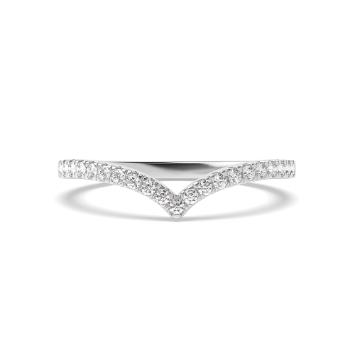 Pave Setting Round White Gold Wishbone shaped Women's Shaped Engagement Rings