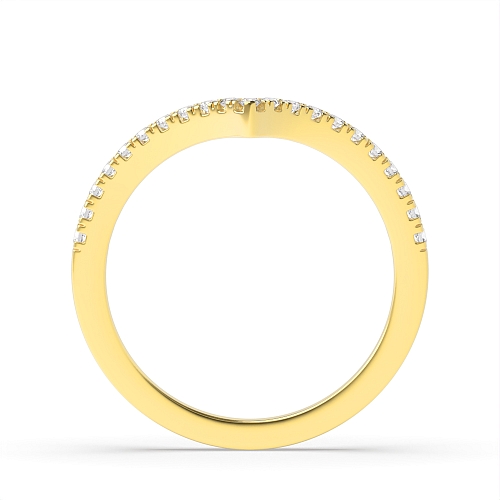 Pave Setting Round Yellow Gold Wishbone shaped Engagement Rings