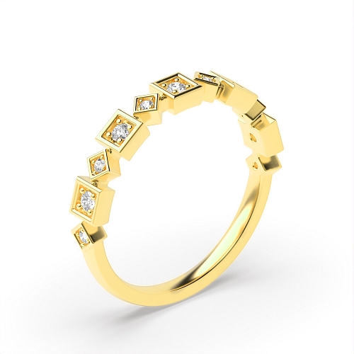 Pave Setting Round Yellow Gold Eternalveil Eternity Diamond Rings