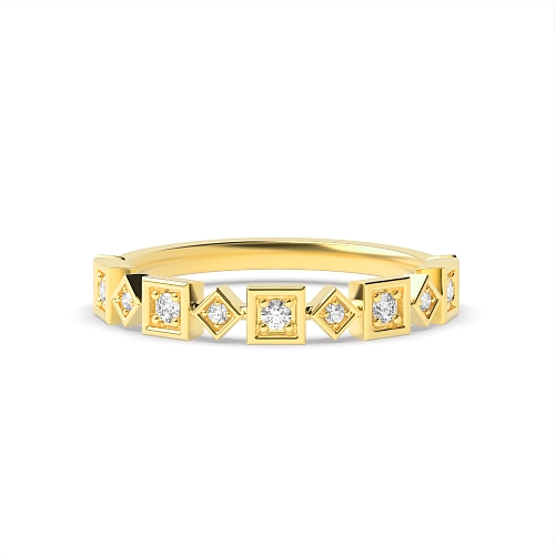Pave Setting Round Yellow Gold Eternalveil Eternity Diamond Rings