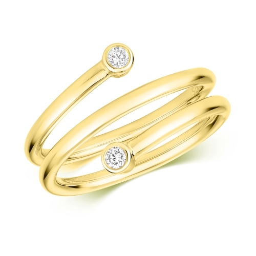 4 Prong Round Yellow Gold Spiral Engagement Rings