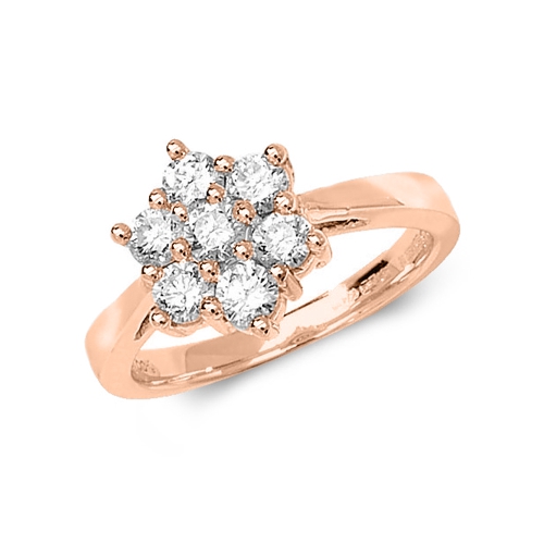 Pave Setting Round Rose Gold Lusterhalf Engagement Rings