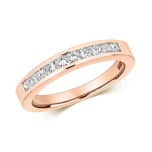 Channel Setting Princess Rose Gold Enduring Eternity Diamond Rings