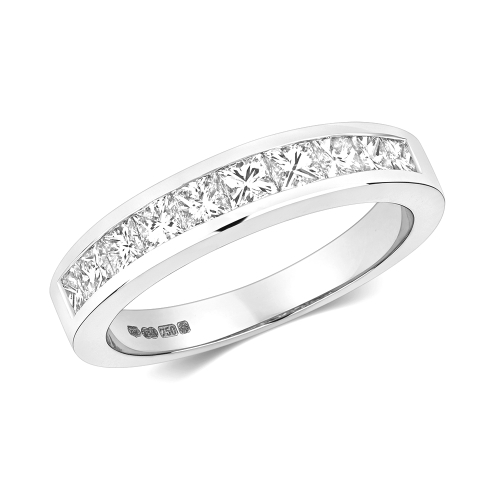 Channel Setting Princess Flourish Moissanite Eternity Diamond Rings