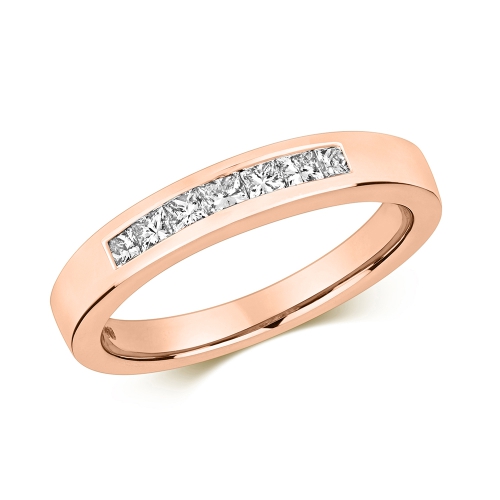 Channel Setting Princess Rose Gold Silhouette topaz Eternity Engagement Rings