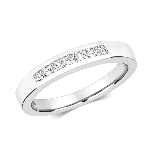 Channel Setting Princess Silhouette topaz Half Eternity Engagement Rings