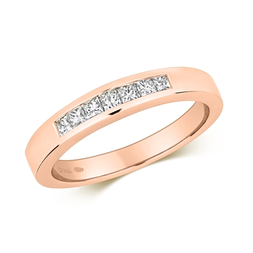 Channel Setting Princess Rose Gold Heartbeat gold Eternity Diamond Rings