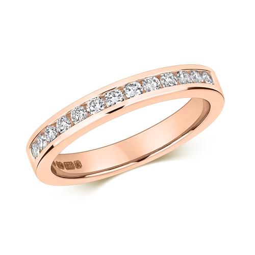 Channel Setting Round Rose Gold Sweep Eternity Engagement Rings
