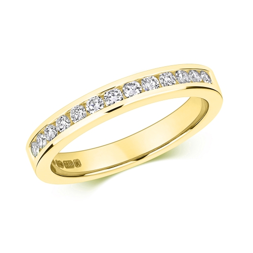 Channel Setting Round Yellow Gold Sweep Eternity Engagement Rings