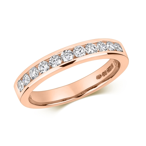Channel Setting Round Rose Gold Amethystsweep Eternity Diamond Rings