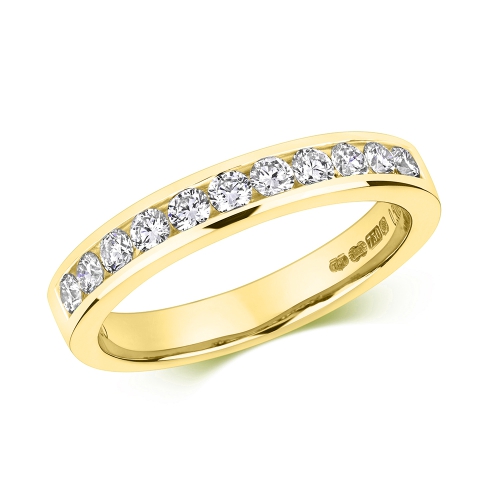 Channel Setting Round Yellow Gold Amethystsweep Eternity Diamond Rings