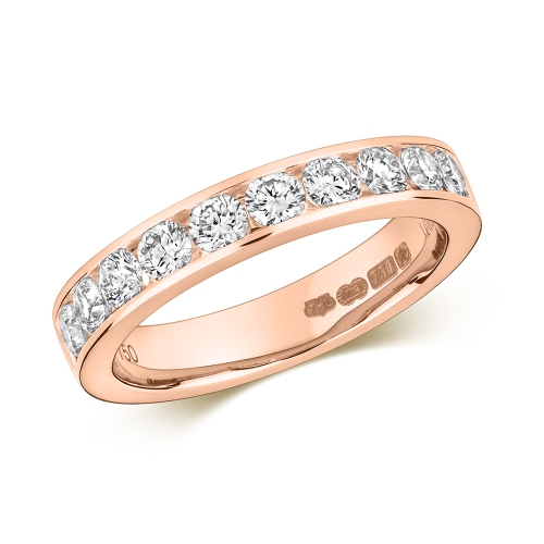 Channel Setting Round Rose Gold Echo Eternity Diamond Rings