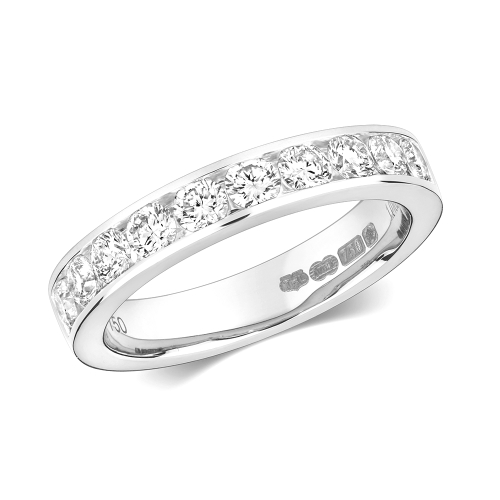 Channel Setting Round Echo Moissanite Eternity Diamond Rings