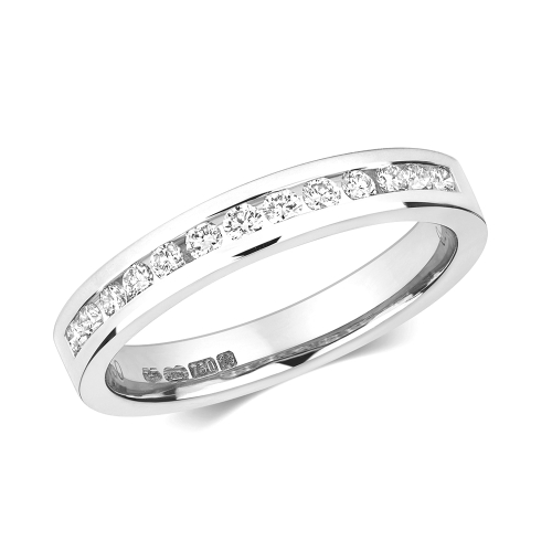 Channel Setting Round Glistening Half Eternity Engagement Rings