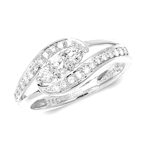 Pave Setting Round Kissing Moissanite Engagement Rings