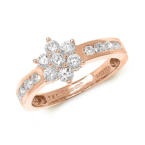 6 Prong Round Rose Gold Starhalf Engagement Rings