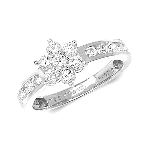 6 Prong Round Starhalf Side Stone Engagement Rings