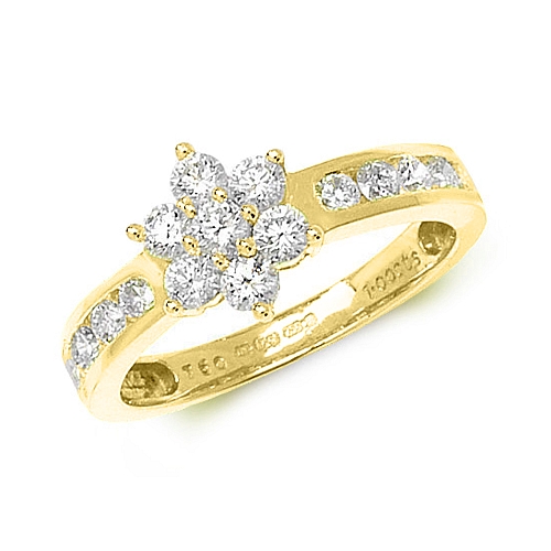 6 Prong Round Yellow Gold Starhalf Engagement Rings