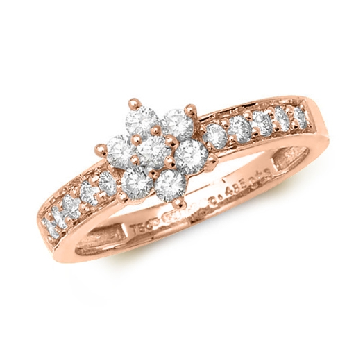 Pave Setting Round Rose Gold Haer gold Engagement Rings