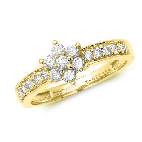 Pave Setting Round Yellow Gold Haer gold Engagement Rings