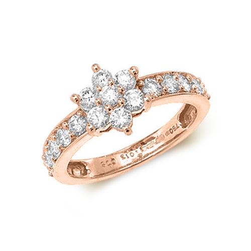 Pave Setting Round Rose Gold Whirl Engagement Rings