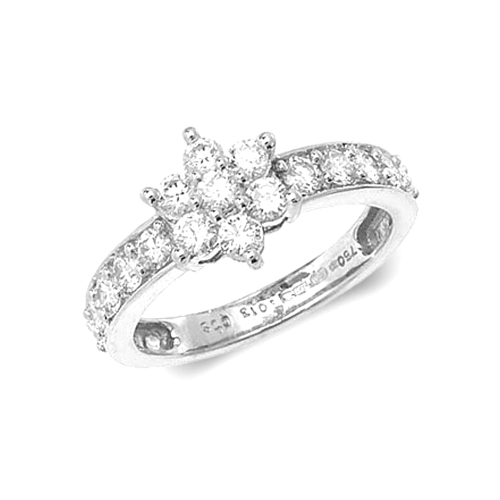 Pave Setting Round Whirl Side Stone Engagement Rings