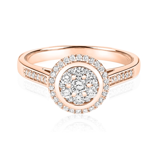 Pave Setting Round Rose Gold Engagement Rings