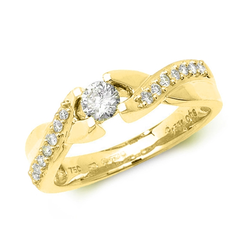 4 Prong Round Yellow Gold Chic Engagement Rings