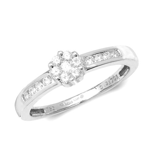 Pave Setting Round Twist shoulder Side Stone Engagement Rings