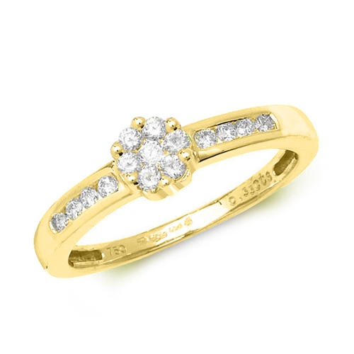 Pave Setting Round Yellow Gold Twist shoulder Engagement Rings
