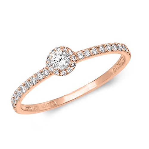 Pave Setting Round Rose Gold Gleam Engagement Rings