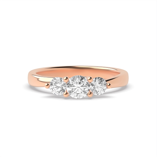 4 Prong Round Rose Gold Twisted unique Trilogy Engagement Rings