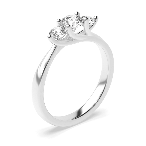 4 Prong Round Platinum Twisted unique Trilogy Engagement Rings