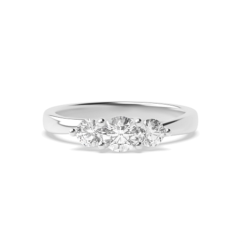 4 Prong Round Platinum Twisted unique Trilogy Engagement Rings