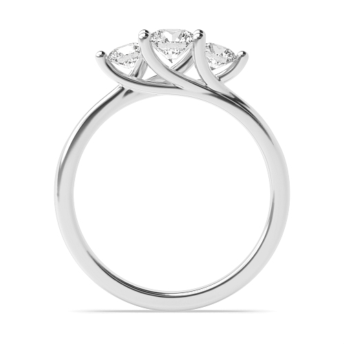 4 Prong Round Platinum Twisted unique Trilogy Engagement Rings