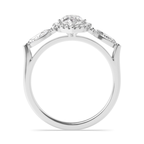 4 Prong Marquise unique Naturally Mined Diamond Trilogy Engagement Rings