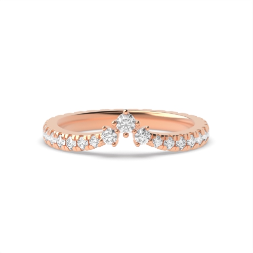 4 Prong Round Rose Gold head Women's Shaped Diamond Rings