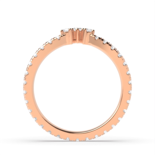 4 Prong Round Rose Gold head Women's Shaped Diamond Rings