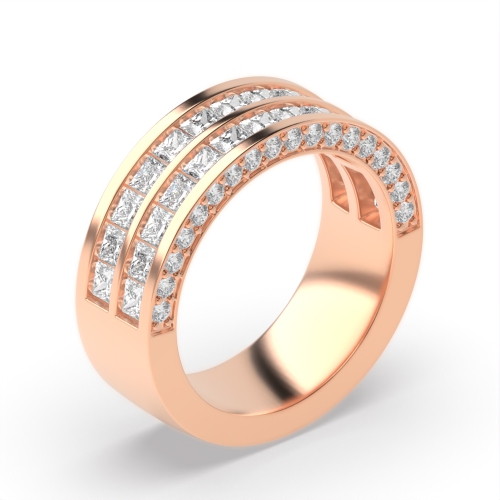 Channel Setting Princess Rose Gold Baguetteradiance Half Eternity Wedding Rings & Bands