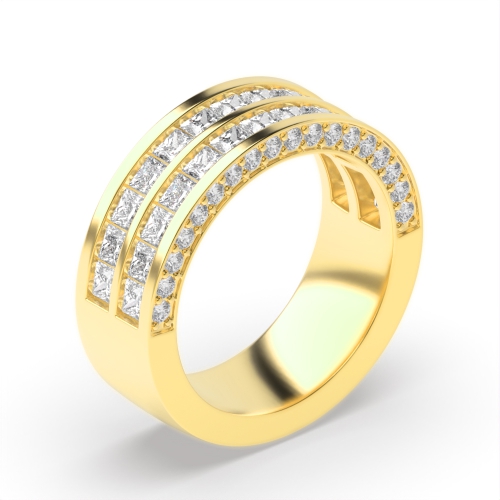 Channel Setting Princess Yellow Gold Baguetteradiance Wedding Rings & Bands